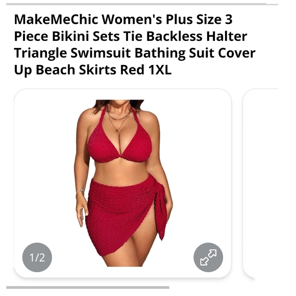 MAKEMECHIC - 1X RICHY Red Textured Bikini Set - Picture 13 of 14